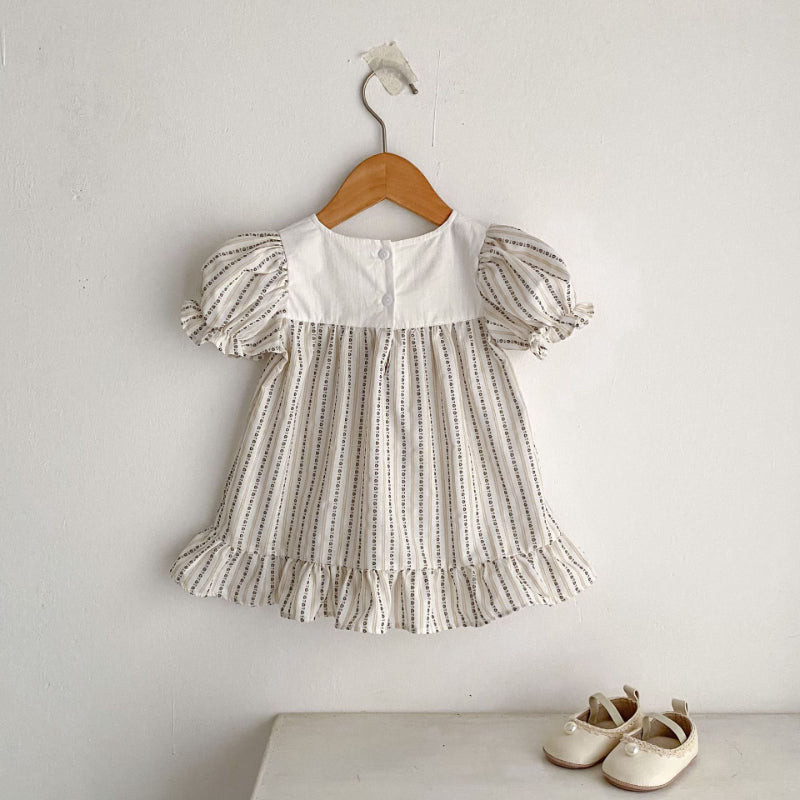 【BABY&KID】夏新作 ストライプパフスリーブワンピースSK080113