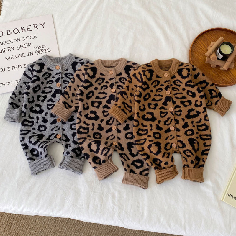 【BABY】冬新作レオパード柄ニットカバーオールSK102713