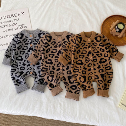 【BABY】冬新作レオパード柄ニットカバーオールSK102713