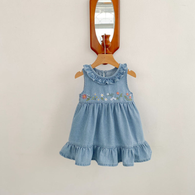 【BABY&KID】夏新作 デニム刺繍ワンピースSK080109