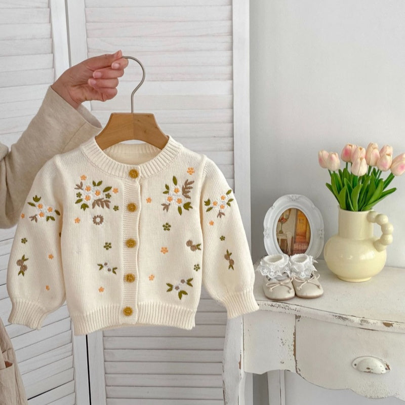 【BABY】花刺繍ニットカーディガンSK092827