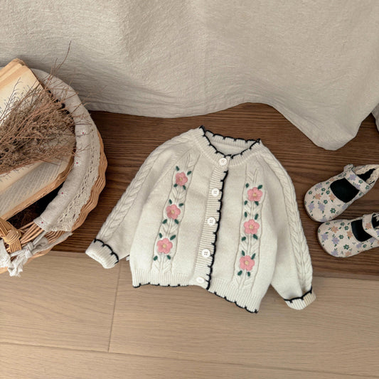 【BABY&KID】花刺繍ニットカーディガンSK101821