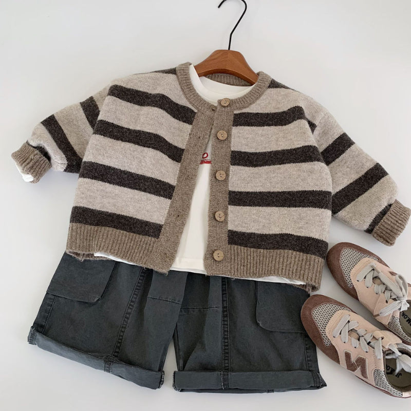 【BABY&KID】ストライプ柄ニットカーディガンSK100506