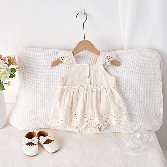 【BABY】夏新作 刺繍フリルキャミロンパースワンピSK081714
