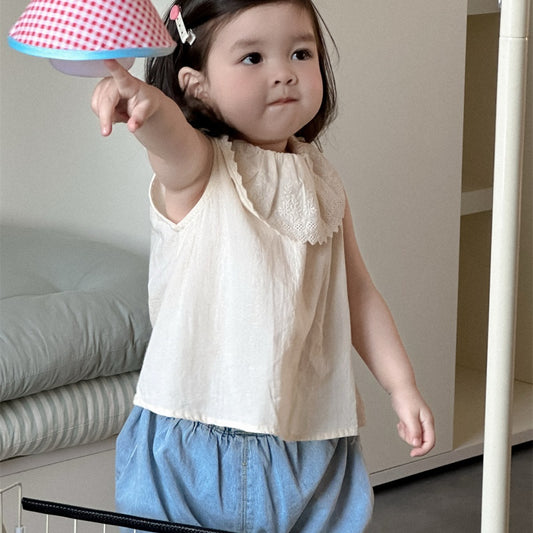 【BABY】夏新作 フリルブラウス、デニムショートパンツSK092220