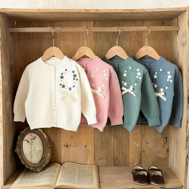 【BABY】コットン刺繍フリルニットカーディガンSK100820