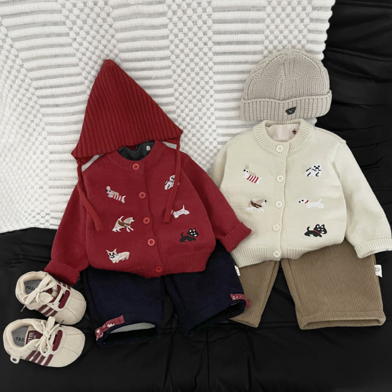 【BABY&KID】冬新作わんちゃん刺繍カバーオール、カーディガンSK103008