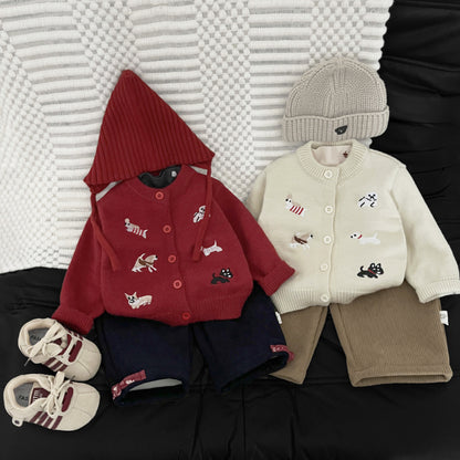 【BABY&KID】冬新作わんちゃん刺繍カバーオール、カーディガンSK103008