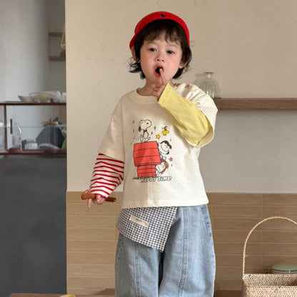 【BABY&KID】カートゥーンプリント長袖、ストレートデニムパンツSK104006