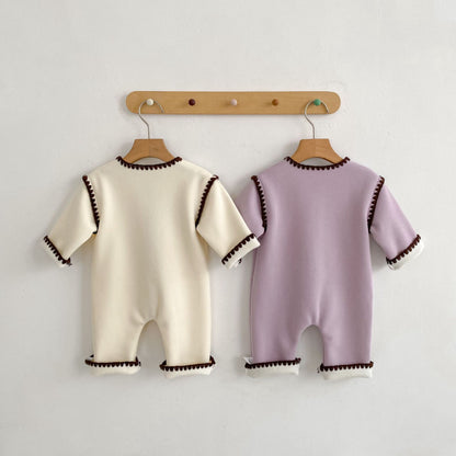 【BABY】冬新作スカラップ裏起毛カバーオールSK102508