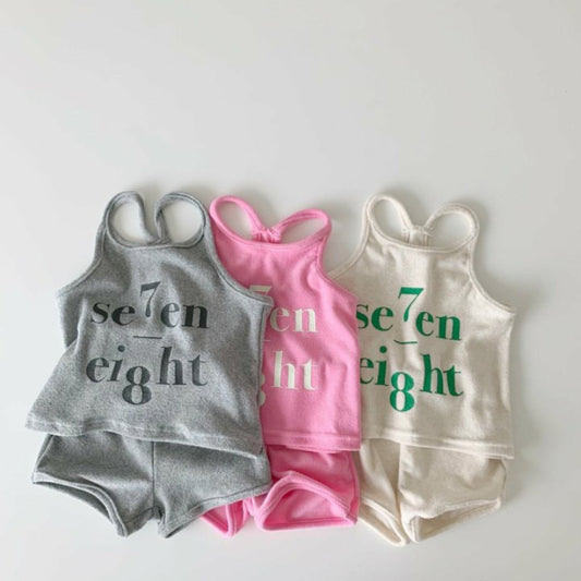 【BABY&KID】夏新作 ロゴプリントキャミセットアップSK091201
