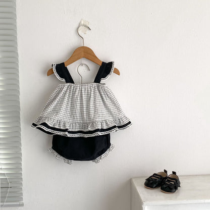 【BABY&KID】夏新作 チェック柄リボンセットアップSK071924