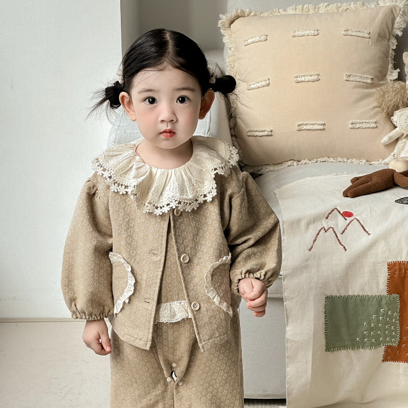 【BABY】小花柄サロペット＆レースTシャツ、ハートポケットアウターSK101417