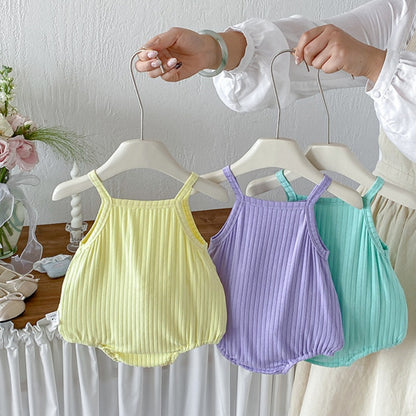 【BABY】夏新作カートゥーン刺繍ニットキャミロンパースSK106212