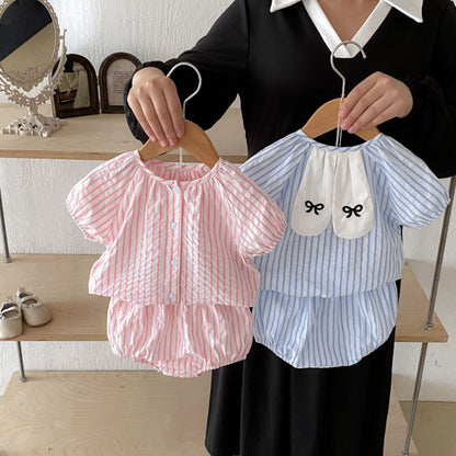 【BABY】夏新作 うさ耳ストライプセットアップSK072309