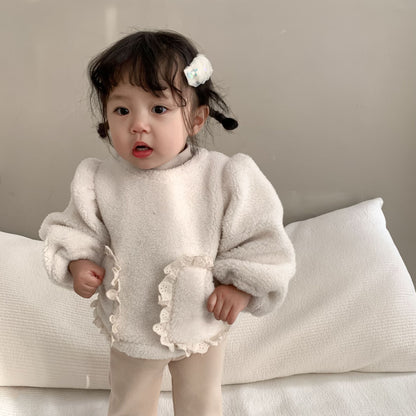 【BABY&KID】もこもこ厚手レーストップスSK012413