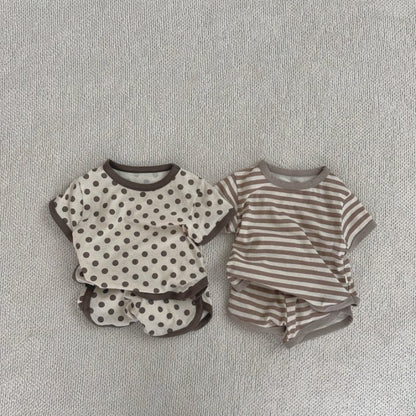 【BABY&KID】夏新作 ボーダー、ドットセットアップSK091215