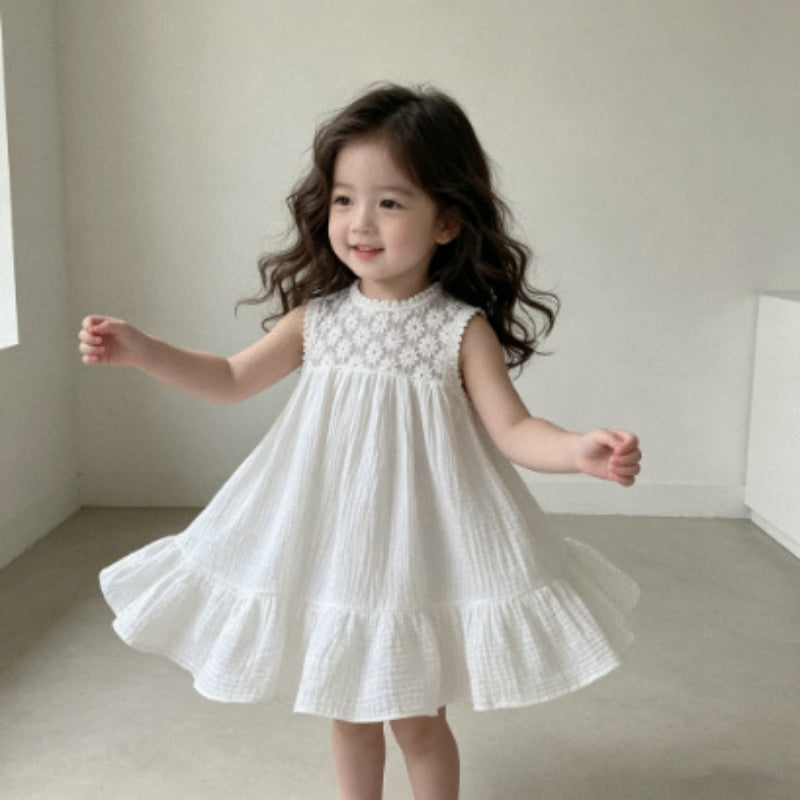【BABY】夏新作レース切り替えシワ加工ワンピースSK106501