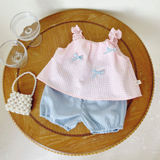 【BABY】夏新作 チェック柄キャミソールトップス＆ショートパンツSK072610