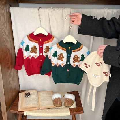 【BABY&KID】冬新作クリスマスツリー柄ニットカーディガンSK103223