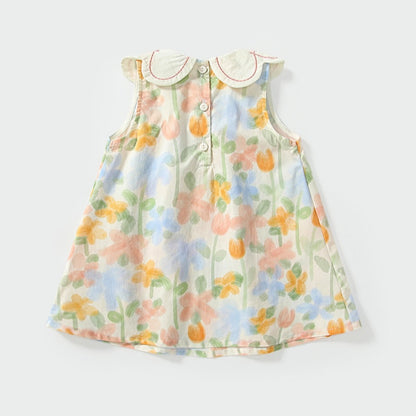 【BABY&KID】夏新作 カラフル花柄花びら襟ワンピースSK091930