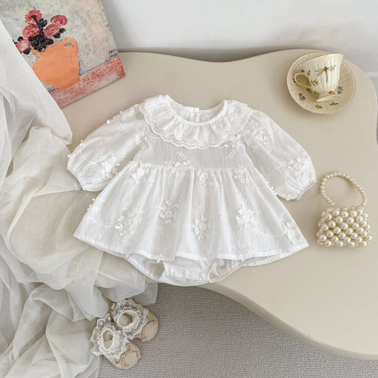 【BABY】おしゃれジャガード丸首ロンパースSK104104