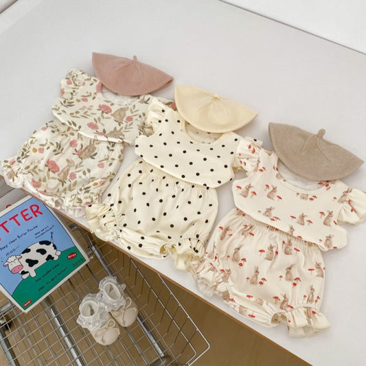 【BABY】夏新作 フリル袖トップス＆レースショートパンツSK080828
