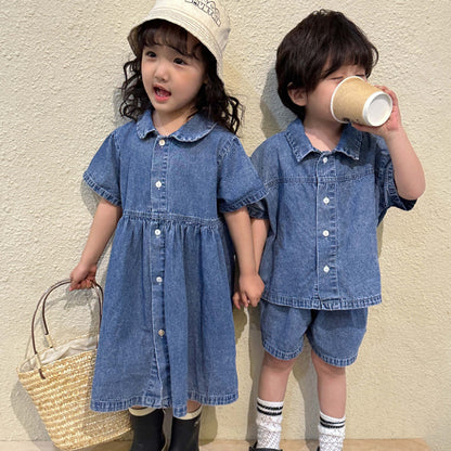 【BABY＆KID】夏新作 オシャレデニムワンピース、セットアップSK063010
