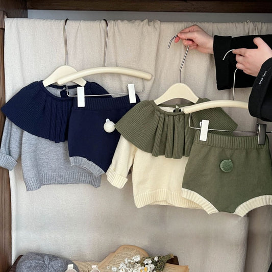 【BABY&KID】フリル襟ニット＆ショートパンツSK102330