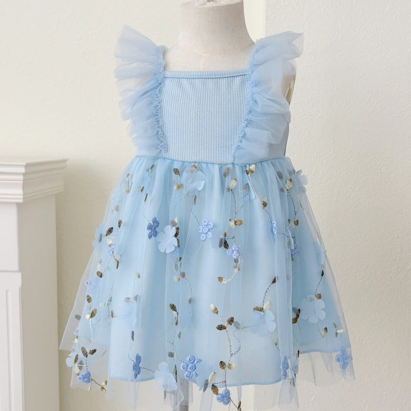 【BABY&KID】夏新作 刺繍アップリケ小花キャミワンピースSK091122