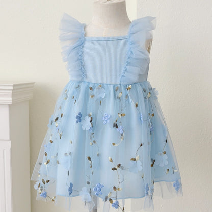 【BABY&KID】夏新作 刺繍アップリケ小花キャミワンピースSK091122