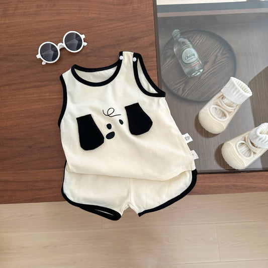 【BABY&KID】夏新作 犬柄ノースリーブセットアップSK081528