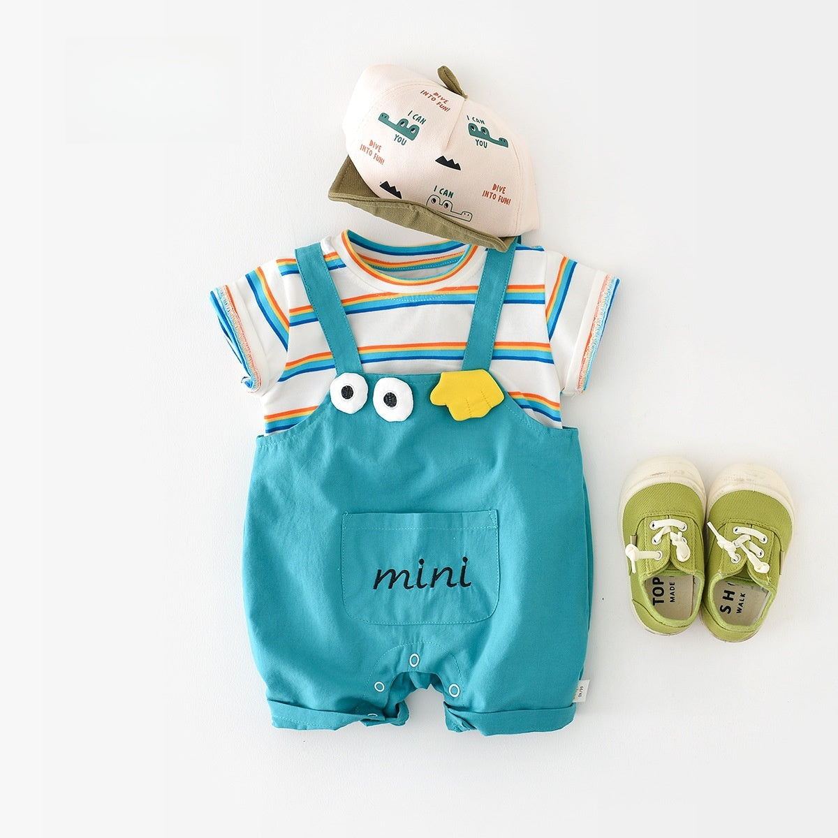 【BABY】夏新作 MINIレインボーストライプ半袖ジャンプスーツSK070813