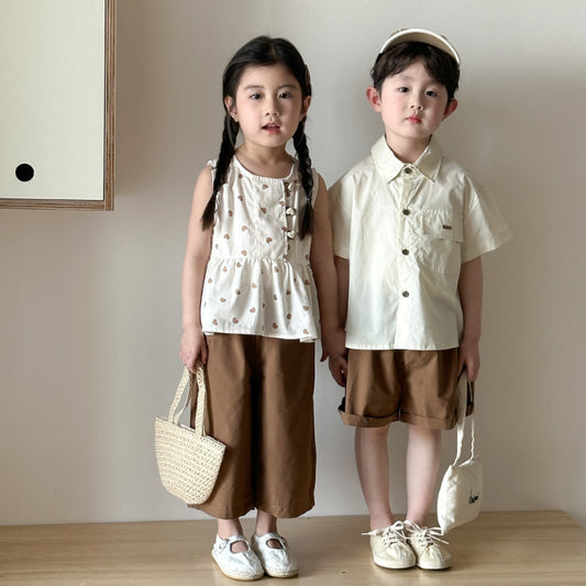 【BABY＆KID】夏新作 カジュアルブラウン系セットアップSK063018