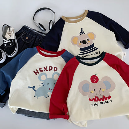 【BABY&KID】可愛い動物ラグラン袖TシャツSK100534