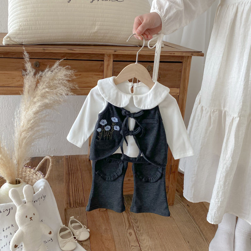 【BABY&KID】レトロベスト＆フレアパンツセット、長袖TシャツSK092440
