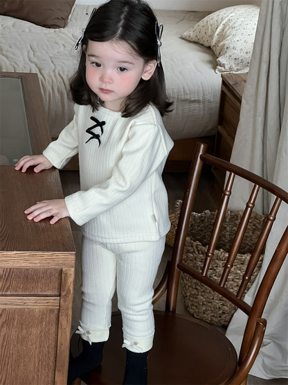 【BABY&KID】可愛いリボン付きＴシャツ、レギンスSK021515