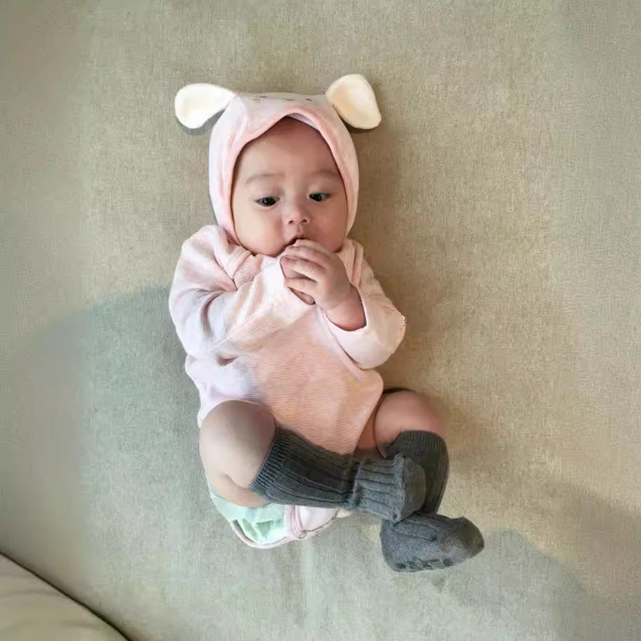 【BABY】韓国風 ナチュラルボーダーロンパースSK031405