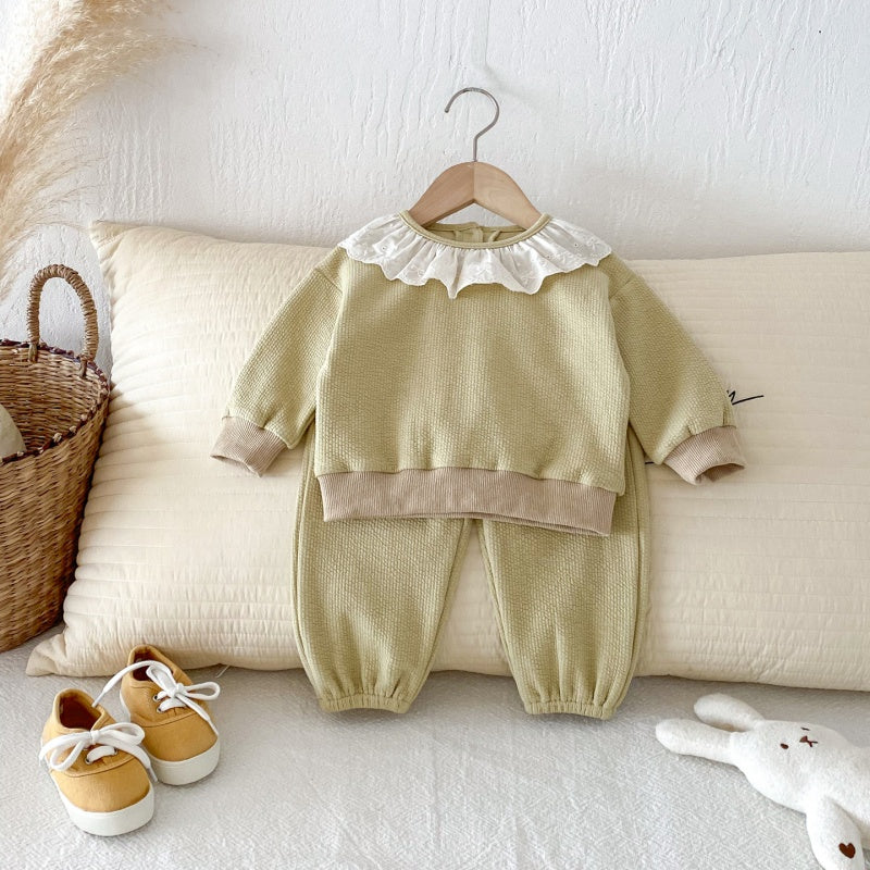 【BABY&KID】無地レース襟セットアップSK092716