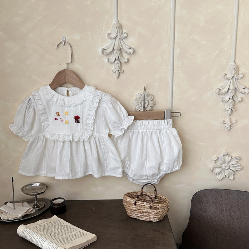 【BABY】夏新作ひよこハウス刺繍セットアップSK106006