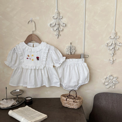 【BABY】夏新作ひよこハウス刺繍セットアップSK106006