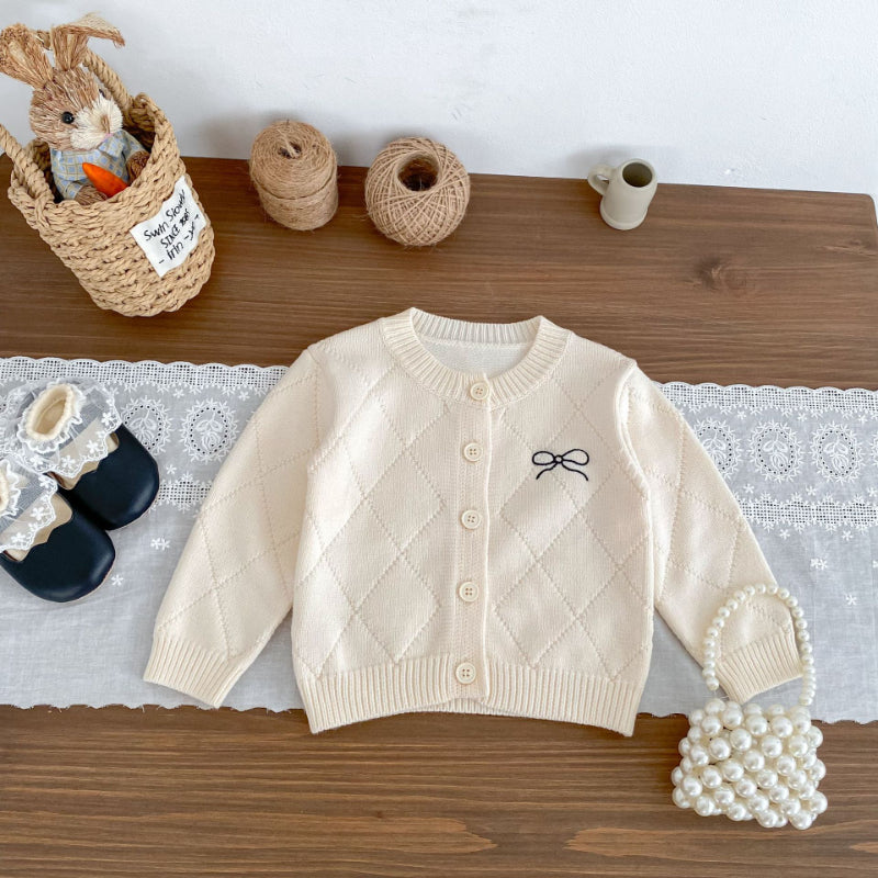 【BABY&KID】おしゃれな蝶結びニットカーディガンSK092725