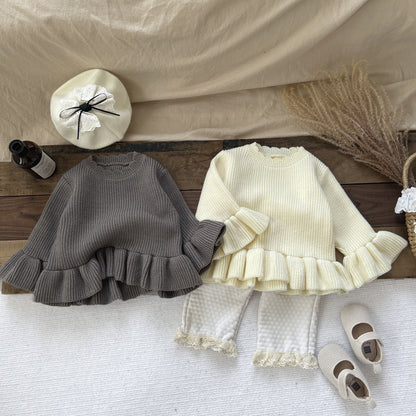 【BABY&KID】冬新作花柄の裾ニットセーターSK11420