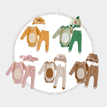 【BABY】アニマルデザインロンパース&レギンス&帽子SK100305