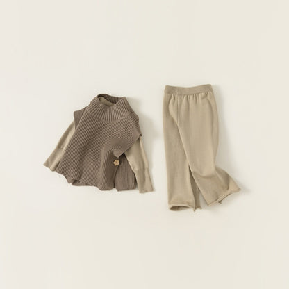 【BABY&KID】ハイネックベスト＆無地ニット＆ニットパンツ3点セットSK101840
