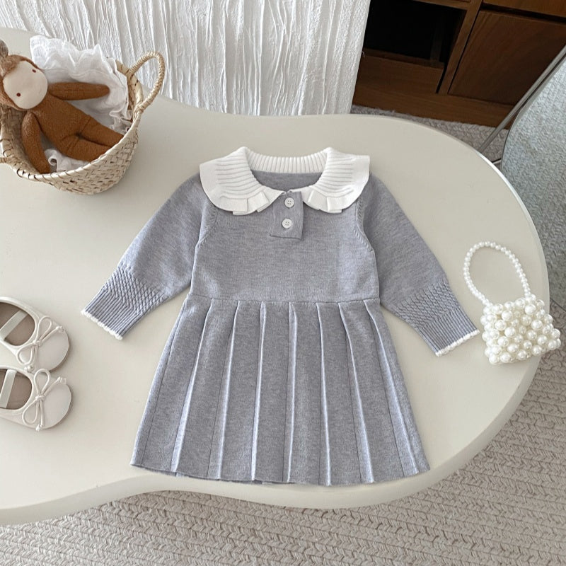 【BABY&KID】韓国風ニットプリーツワンピースSK092703