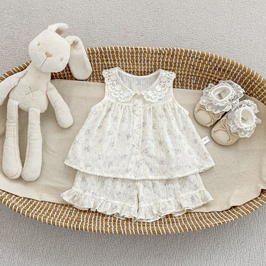 【BABY&KID】夏新作レース襟セットアップSK105412