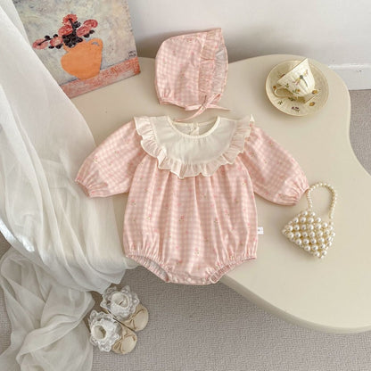 【BABY】スイートチェックロンパース＆帽子SK104106