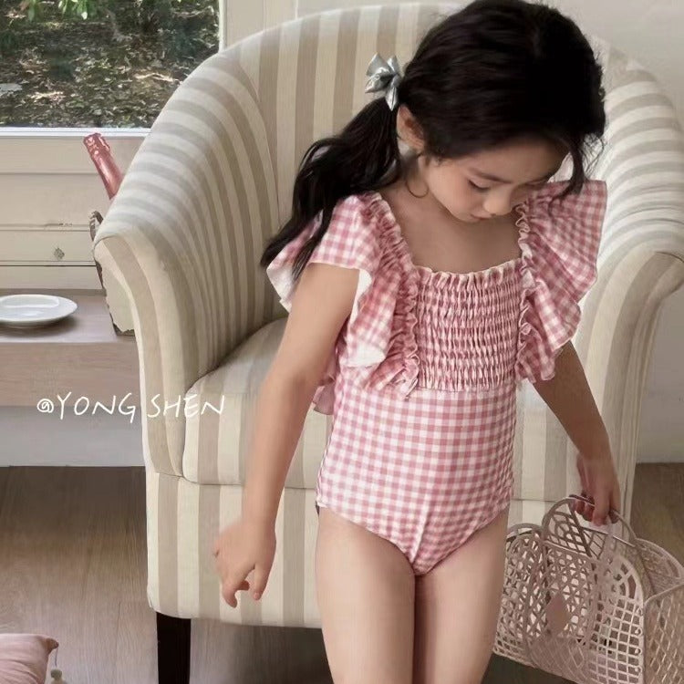【BABY&KID】夏新作 ピンクチェック柄水着SK090904