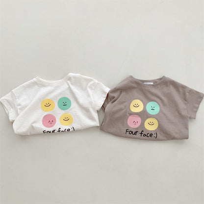 【BABY&KID】夏新作 ロゴスマイル半袖TシャツSK010214